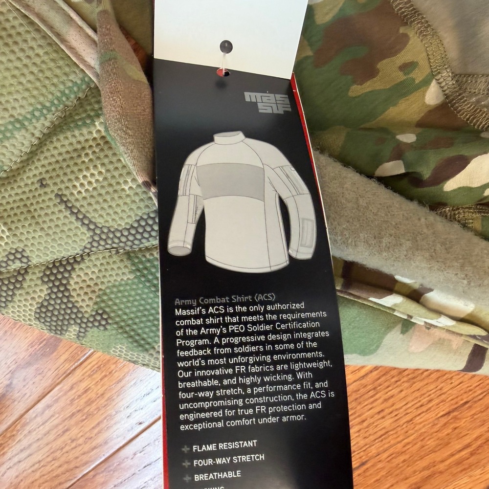 Massif Army Combat Shirt Large Flame Resistant Multicam Full Throttle NYC Logo - Picture 7 of 14